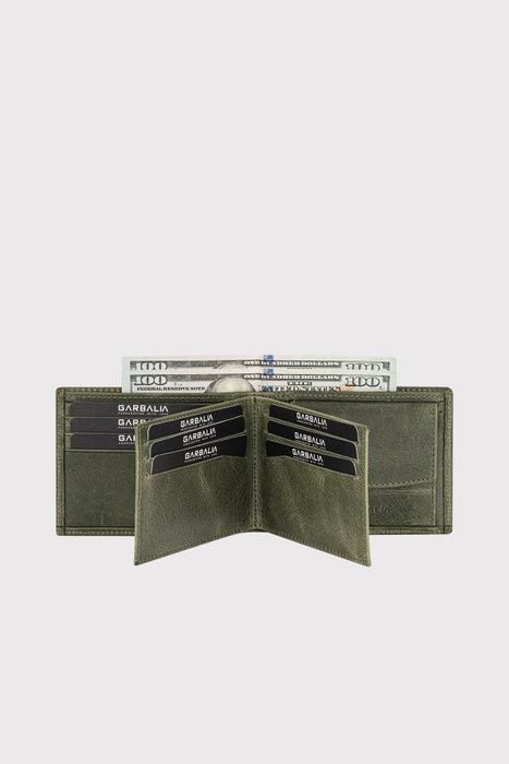 Zoozie Bags Liverpool Crazy Cartera de caballero piel 100% auténtica verde 11x2x8.5cm